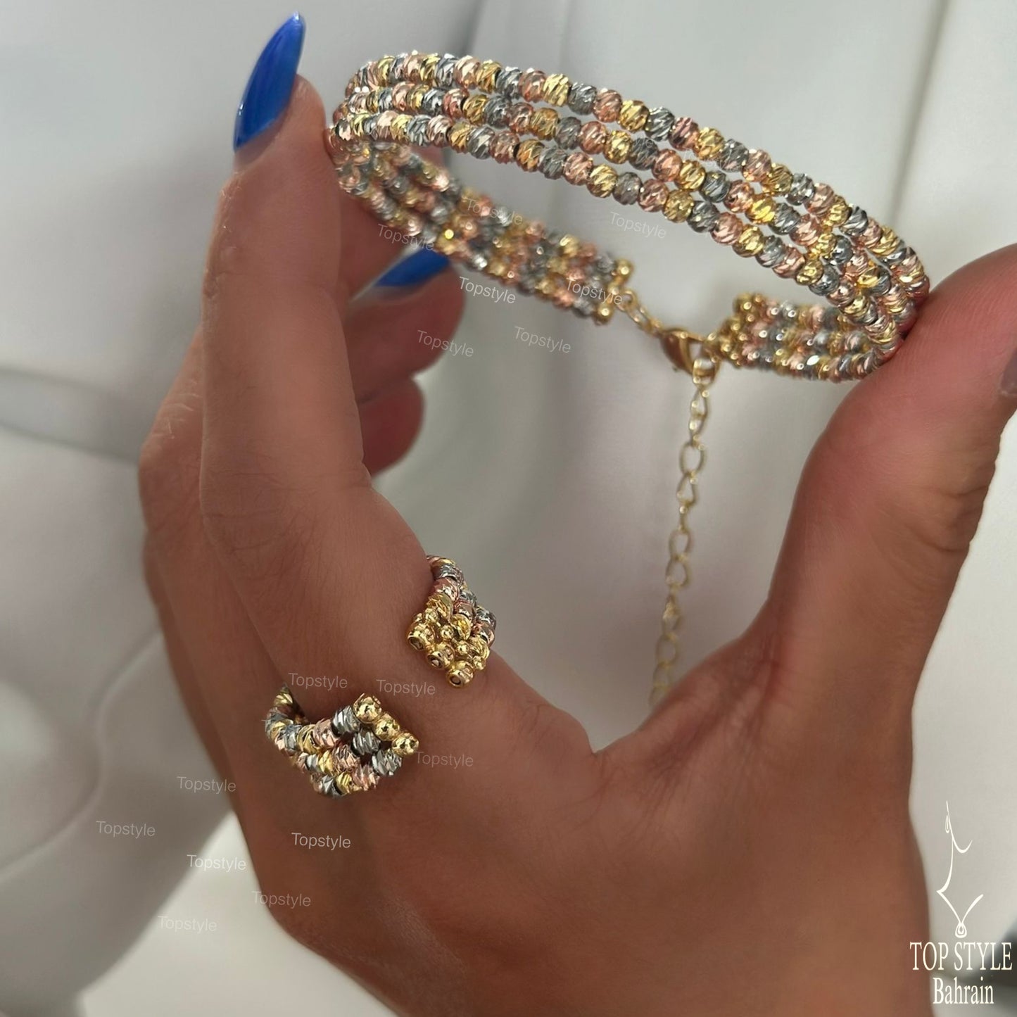 Tri-Color Dorica Set (Bracelet & Ring)