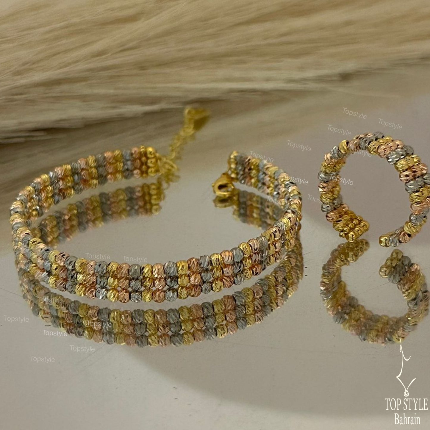 Tri-Color Dorica Set (Bracelet & Ring)
