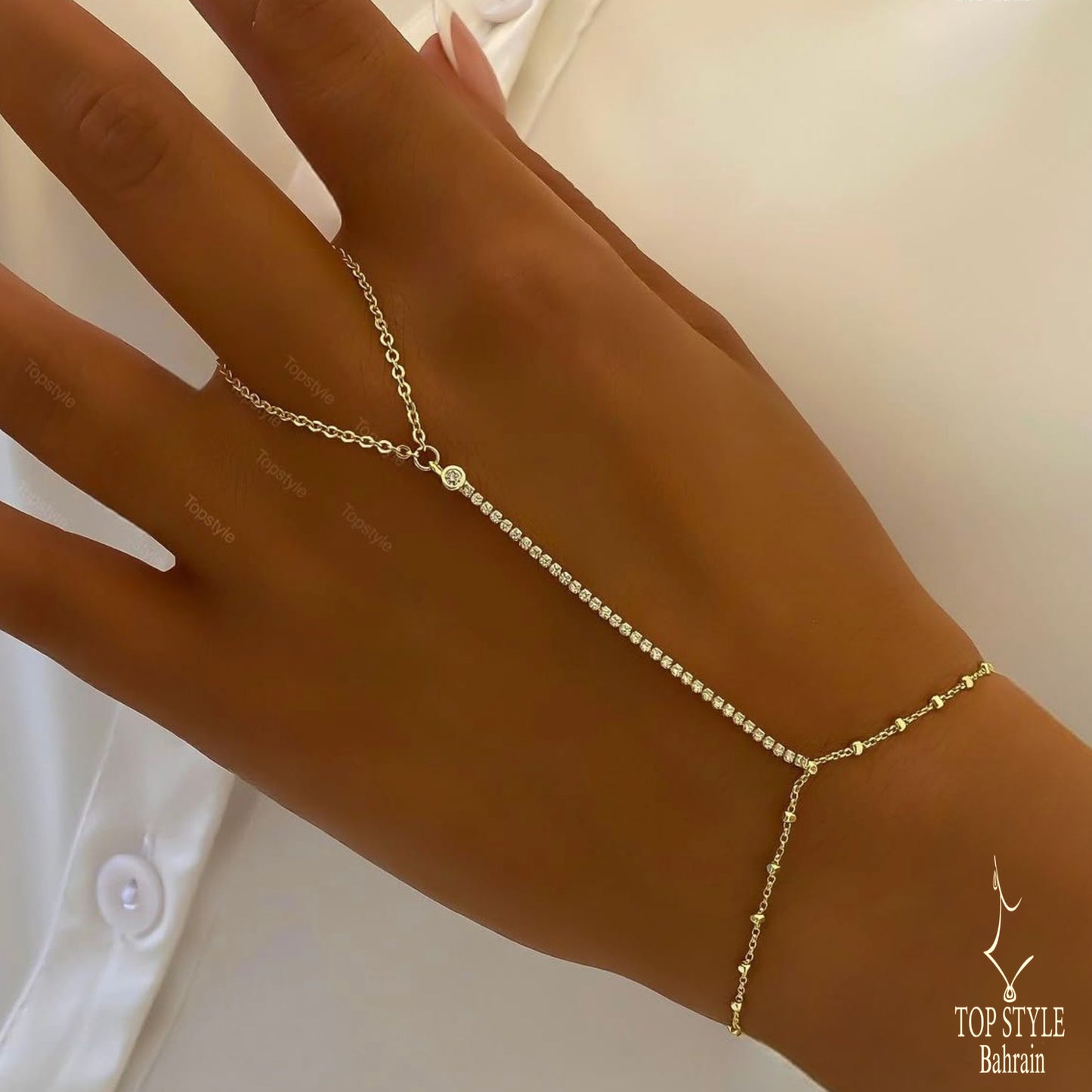 18K Gold Plated Hand Chain Tennis Bracelet