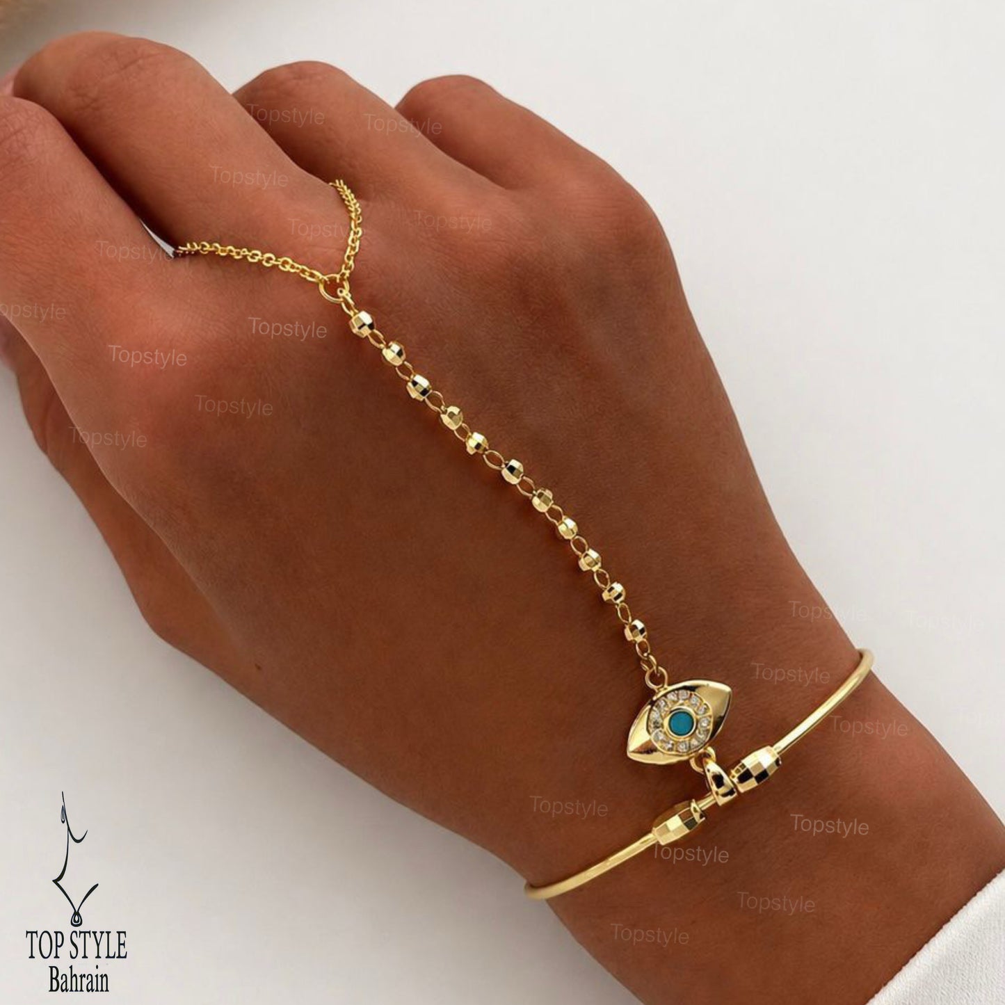 18K Gold Plated Evil Eye Hand Chain