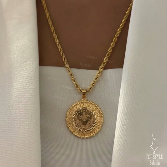 21K Gold Plated Ottoman Coin Necklace Design