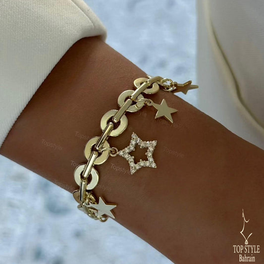 Starry Link Charm Bracelet | 18K Gold Plated